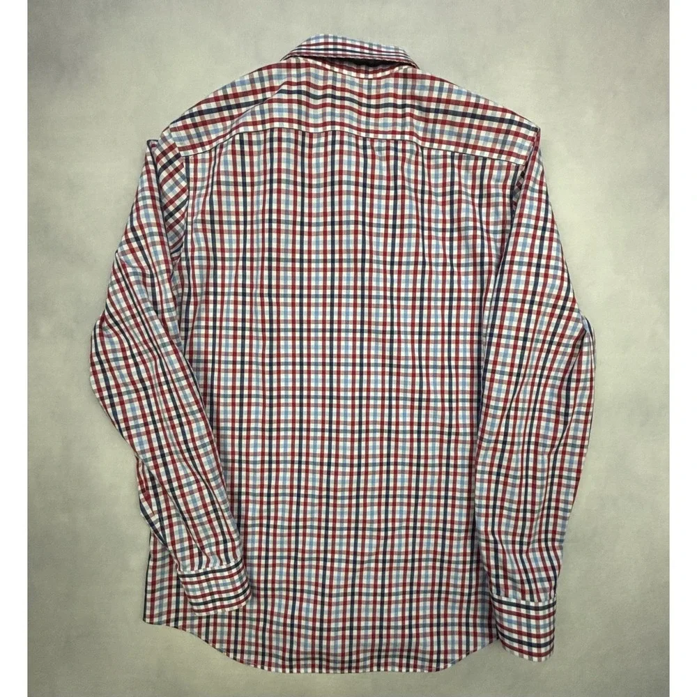 Banana Republic Camden Fit Shirt‎ Mens Small Non-Iron Red Blue Check 304827 S
